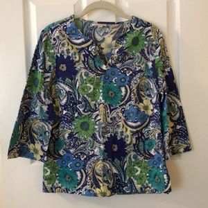 Talbots Top Size Small Petite floral paisley 👚